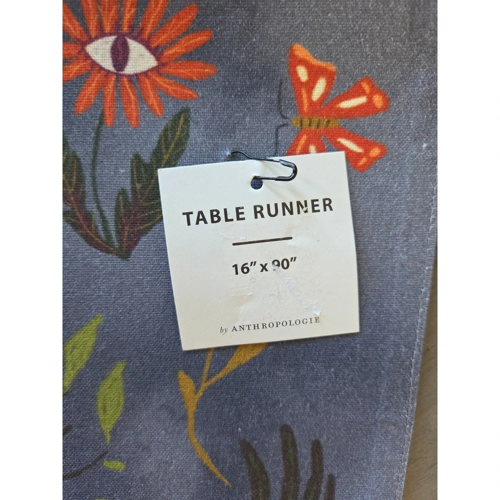 Anthropologie Mystical Nature Table Runner Black Cat Raven Moon 16x90 NWT